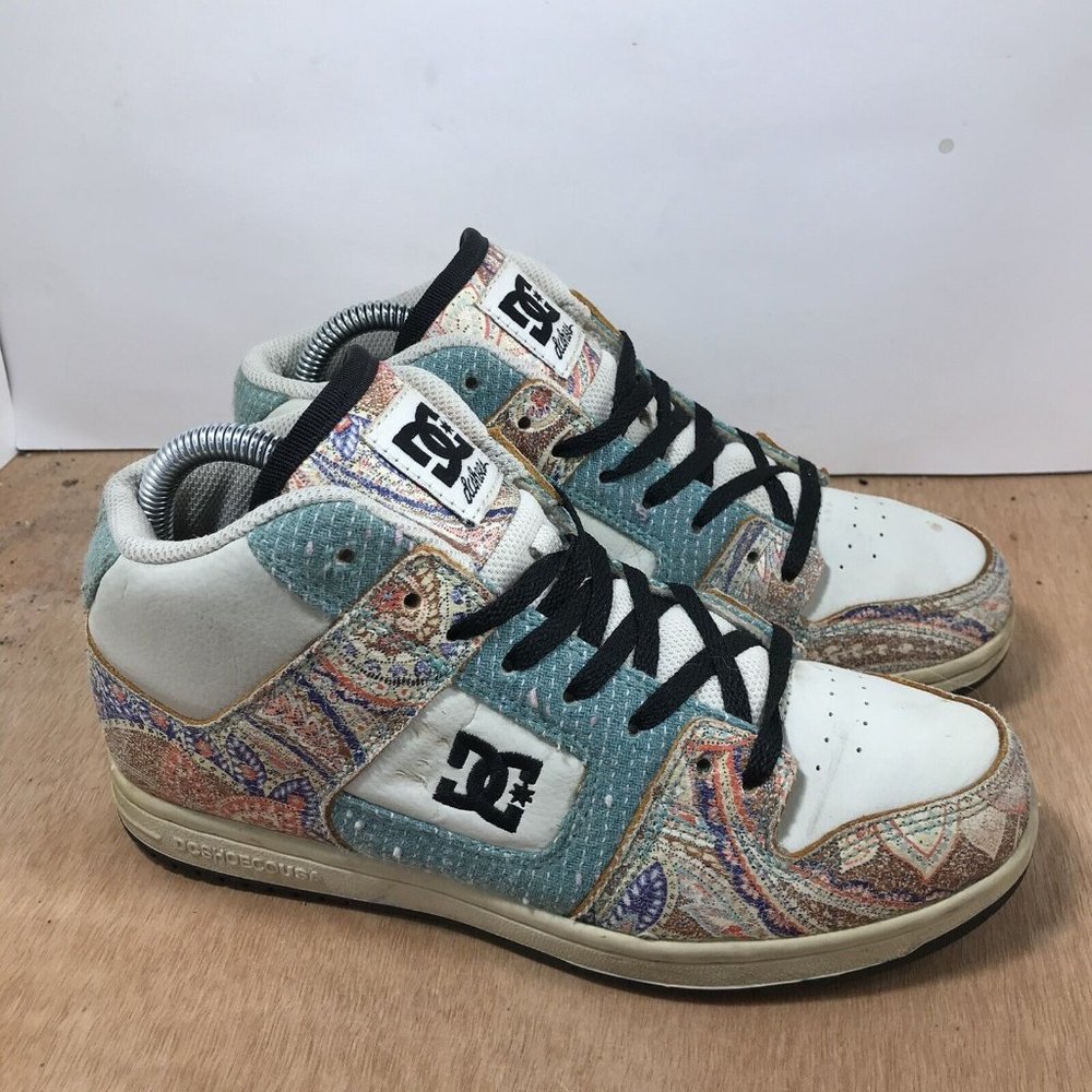 DC Womens Manteca 2 Mid LE Knit Fabric White Skateboard Shoes Sneakers size 7.5